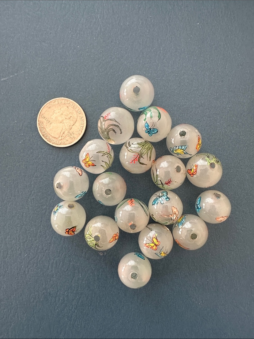 Vintage Beautiful Painted Glass beads bundle